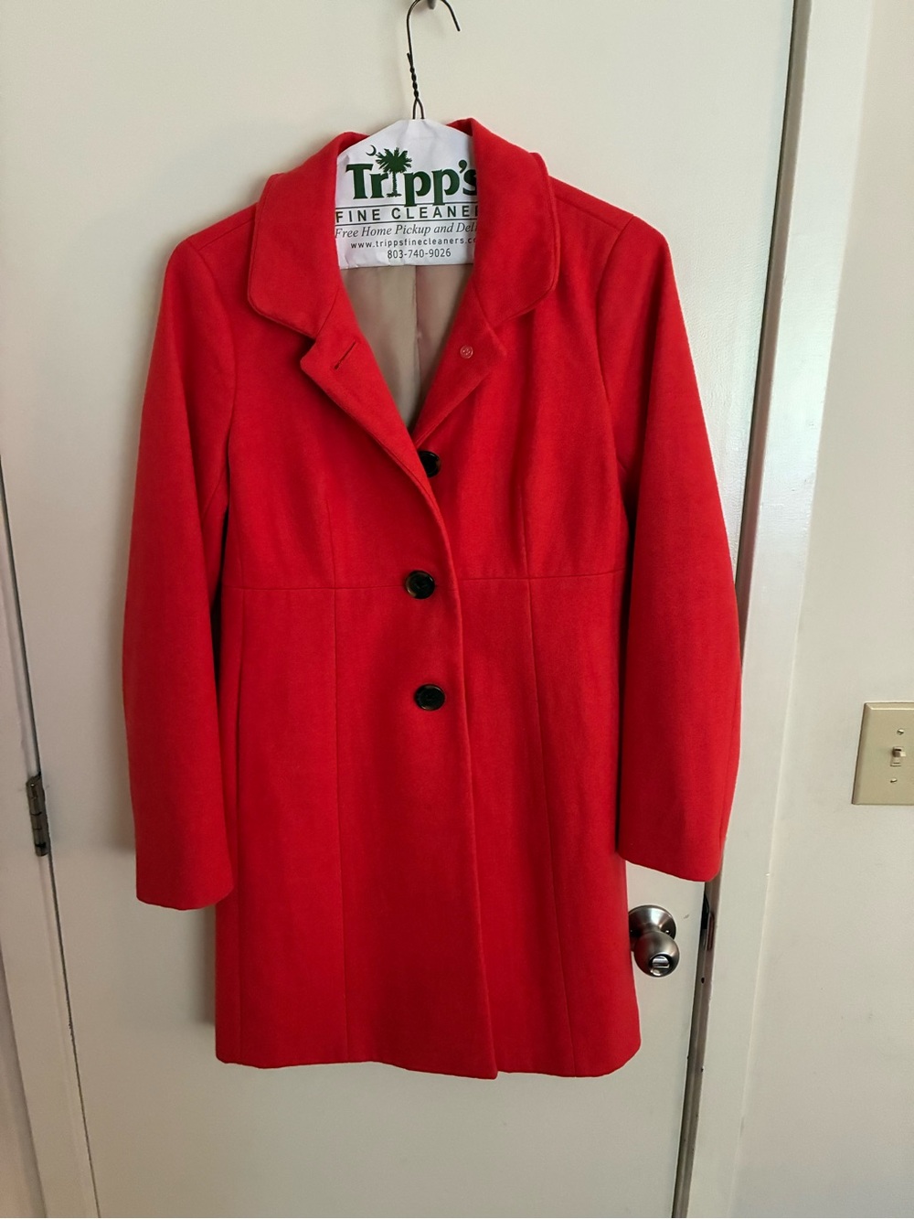 J. Crew Bright Poppy Red Wool Peacoat with Notched Collar